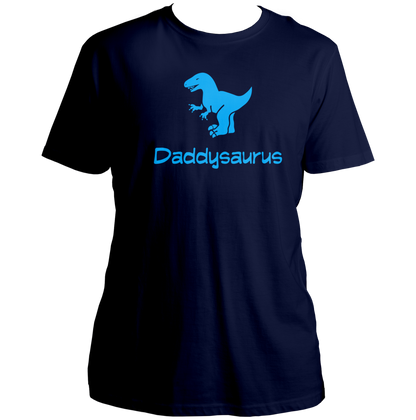 Navy Blue Daddysaurus Unisex T-Shirt by Garrari with contrast Daddysaurus dinosaur print
