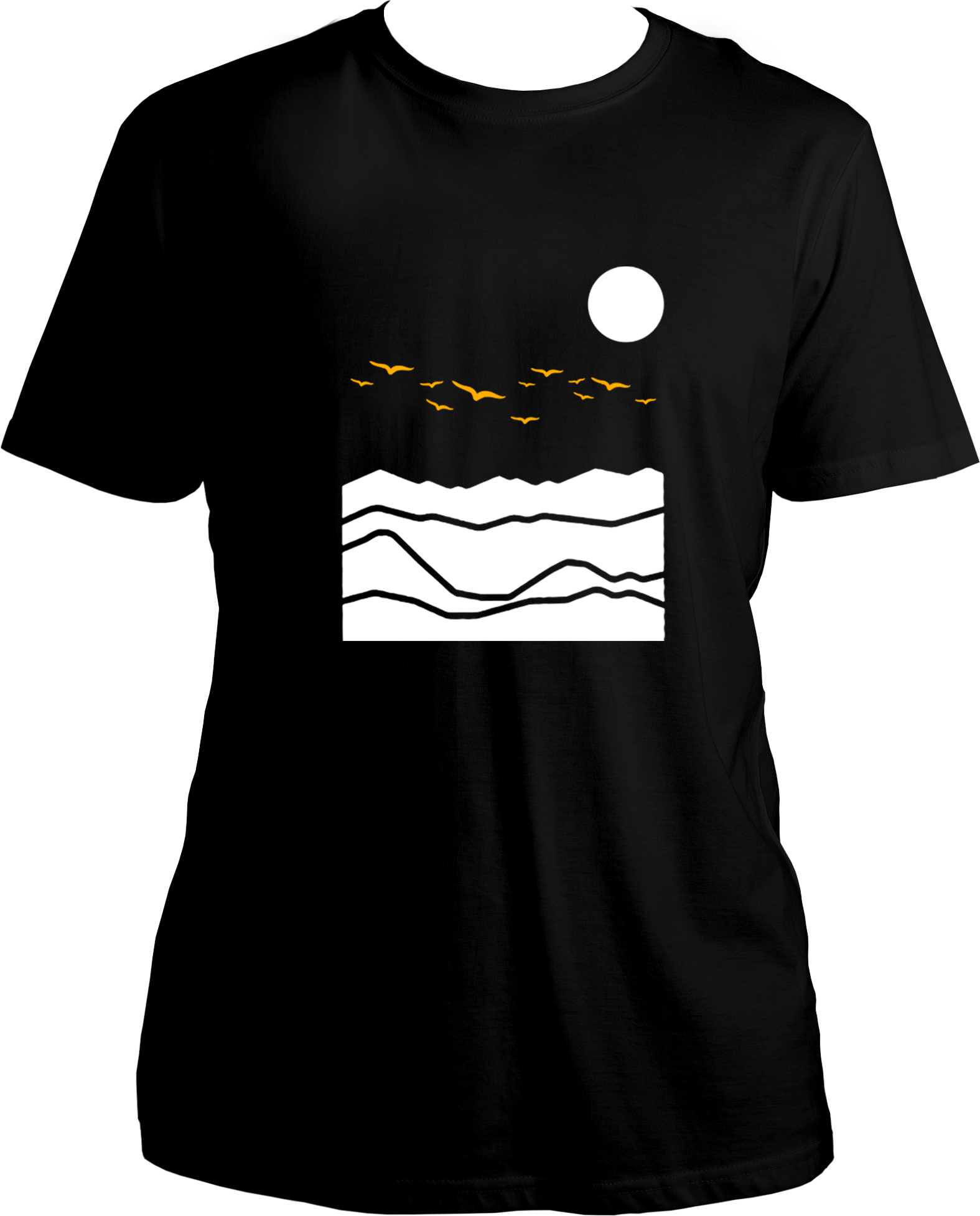 mountain birds unisex black t shirt travel nature mountain design