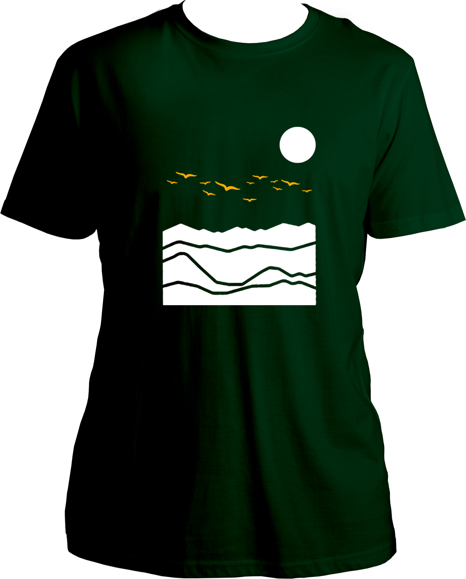 mountain birds unisex dark green t shirt travel nature mountain design