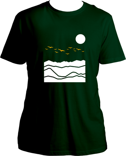 mountain birds unisex dark green t shirt travel nature mountain design