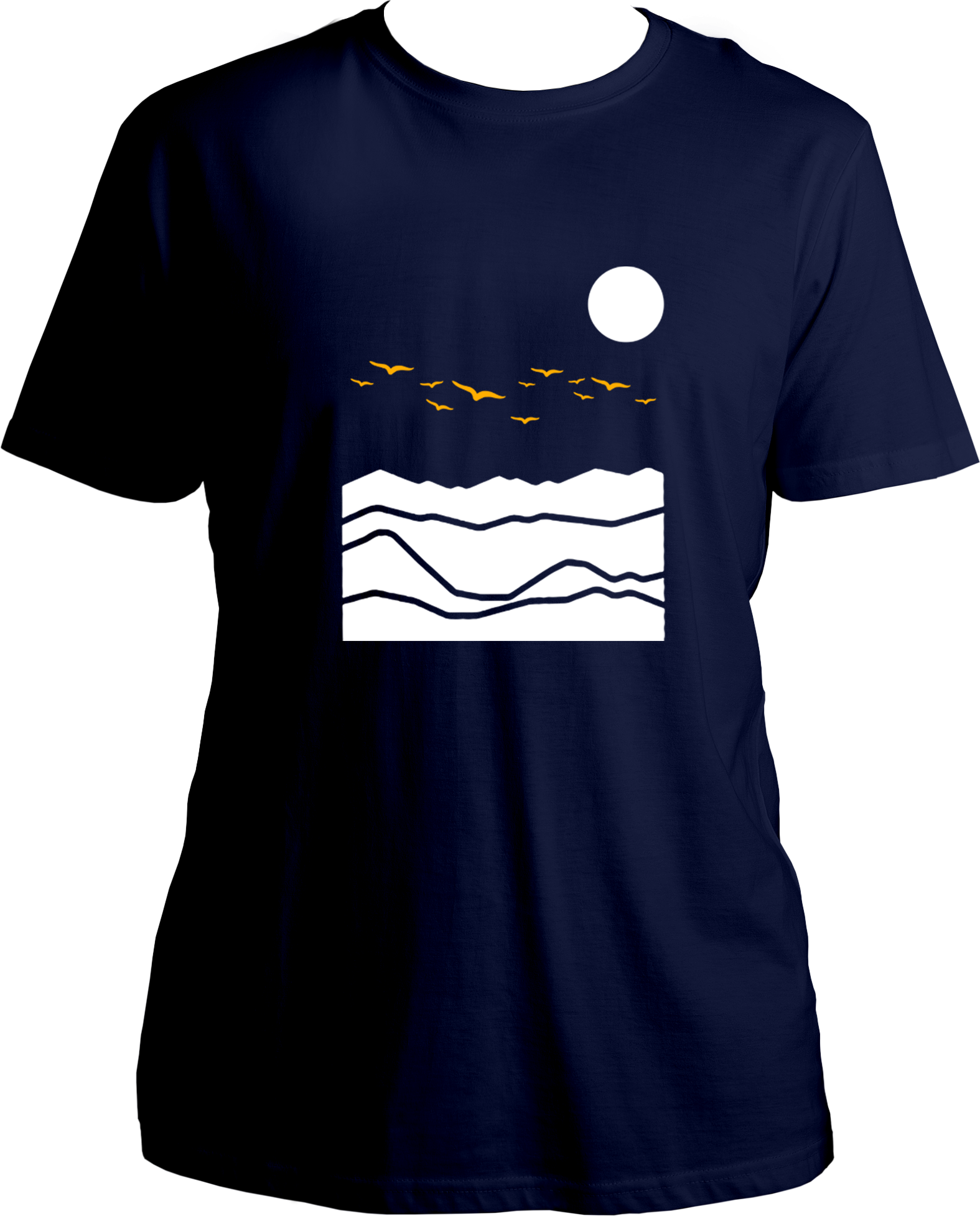 mountain birds unisex navy blue t shirt travel nature mountain design