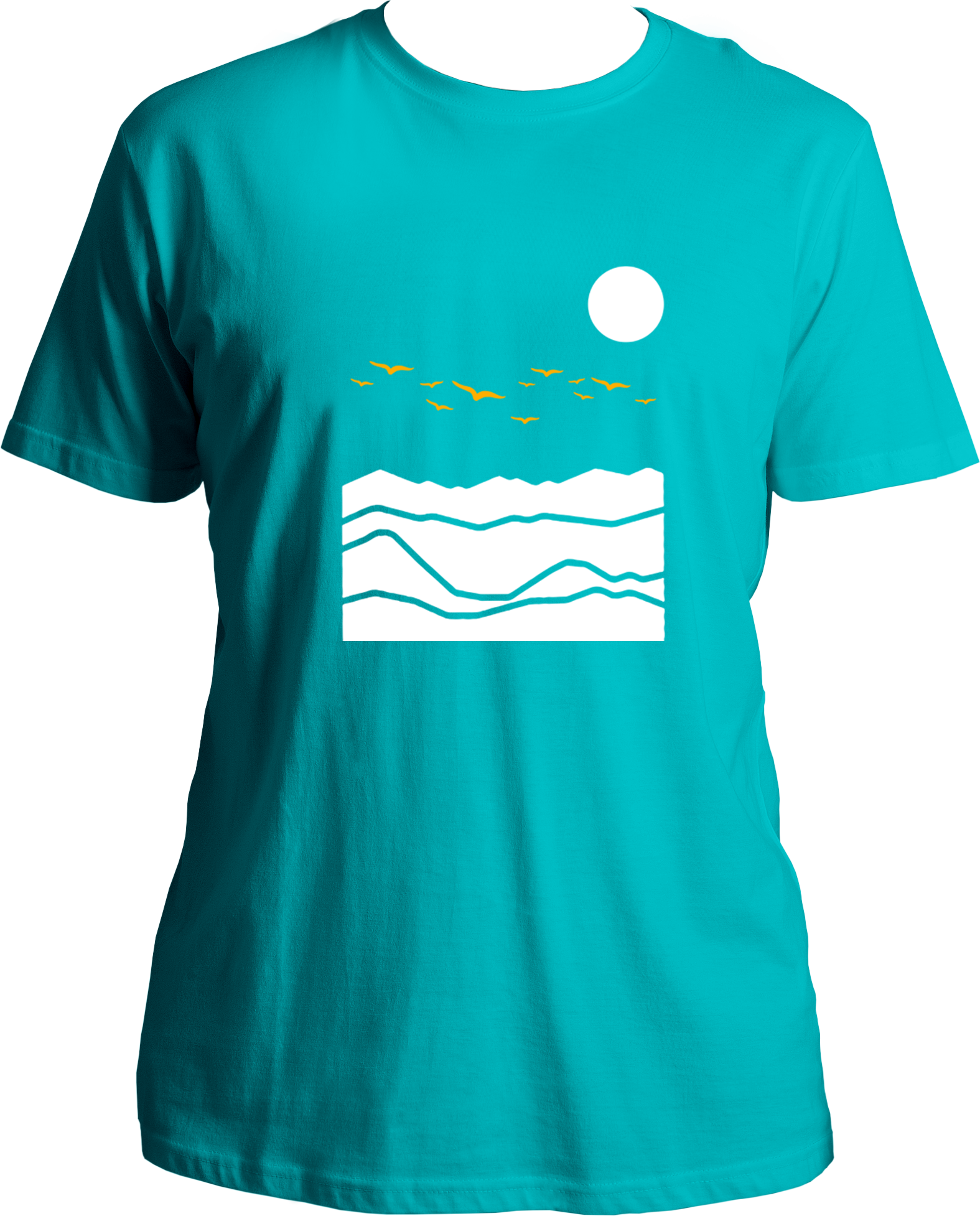 mountain birds unisex aqua blue t shirt travel nature mountain design