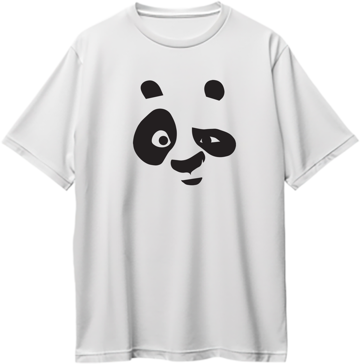 White Panda Mood Oversized T-Shirt featuring a playful black panda face print