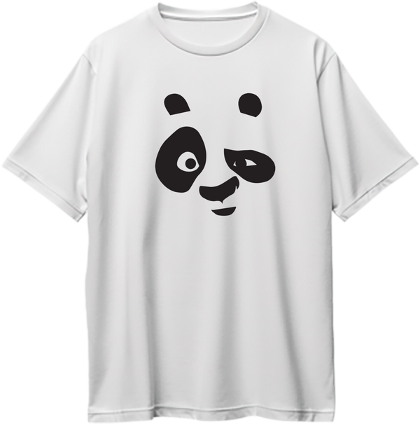 White Panda Mood Oversized T-Shirt featuring a playful black panda face print