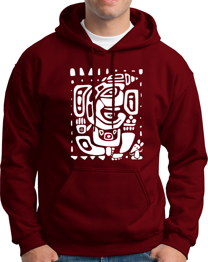 Vighnaharta Ganpati maroon unisex hoodie with abstract Ganesha artwork by Garrari