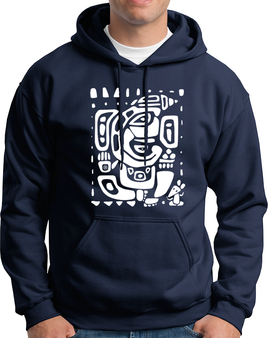 Vighnaharta Ganpati navy blue unisex hoodie with abstract Ganesha artwork by Garrari