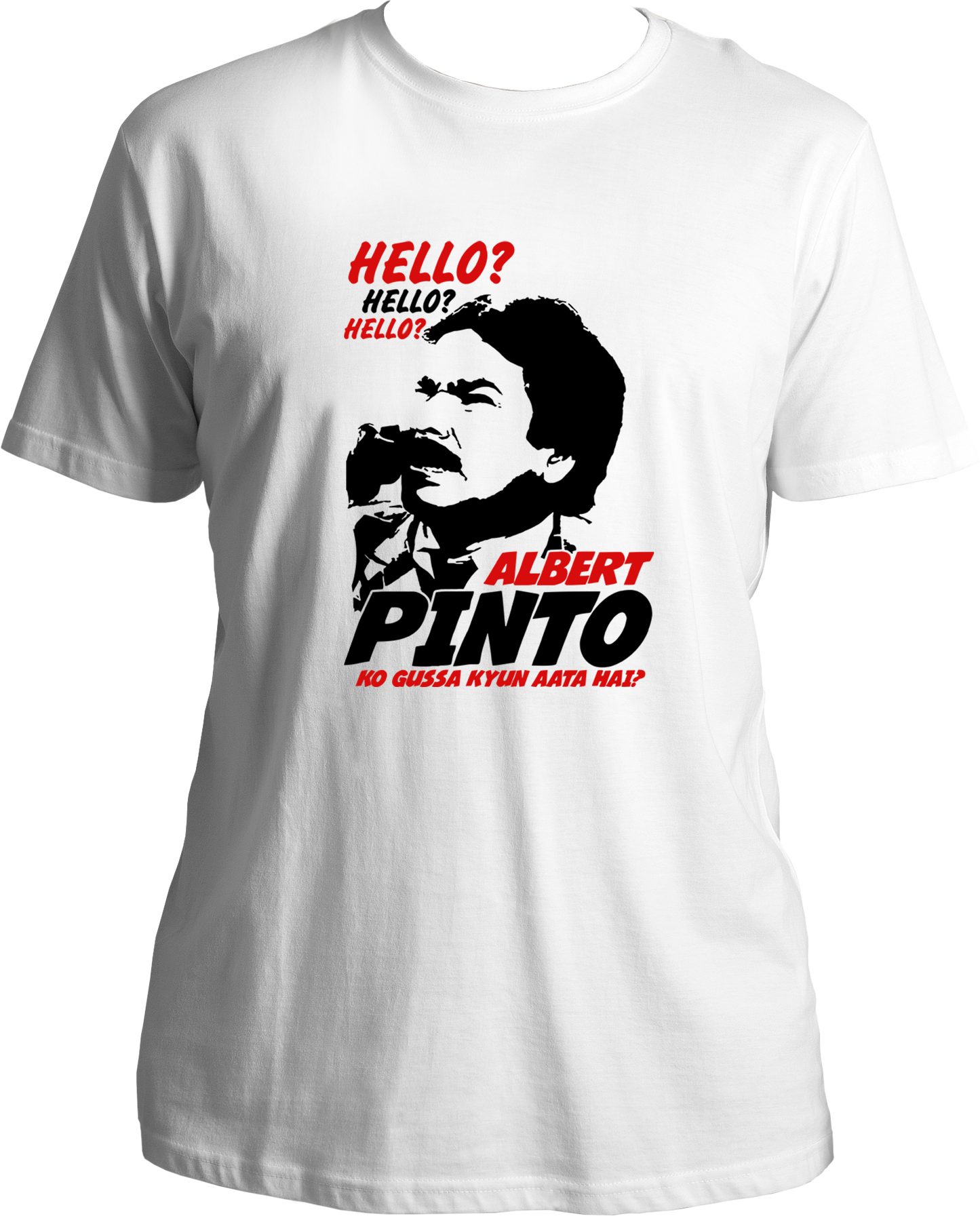 Introducing Albert Pinto's unisex t-shirt: made with pure cotton and featuring Satish Kaushi's legendary dialogue, it's perfect for fans of the veteran actor! Show your love and have some fun. The lightweight cotton blend fabric is easy to wear and breathe, allowing for all-day comfort. Plus, the unique design is sure to spark conversations among your friends and family.