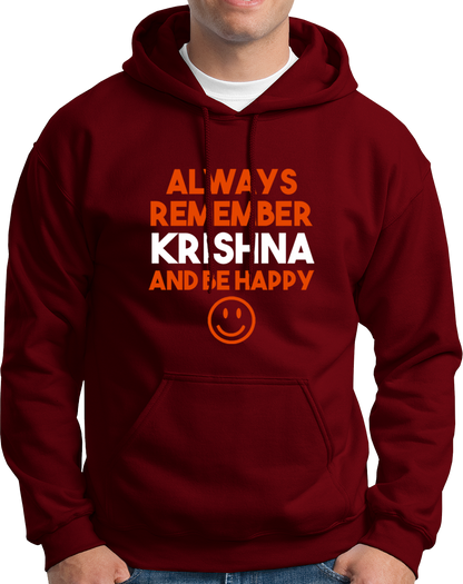 Maroon Always Remember Krishna hoodie with Krishna remembrance print by Garrari