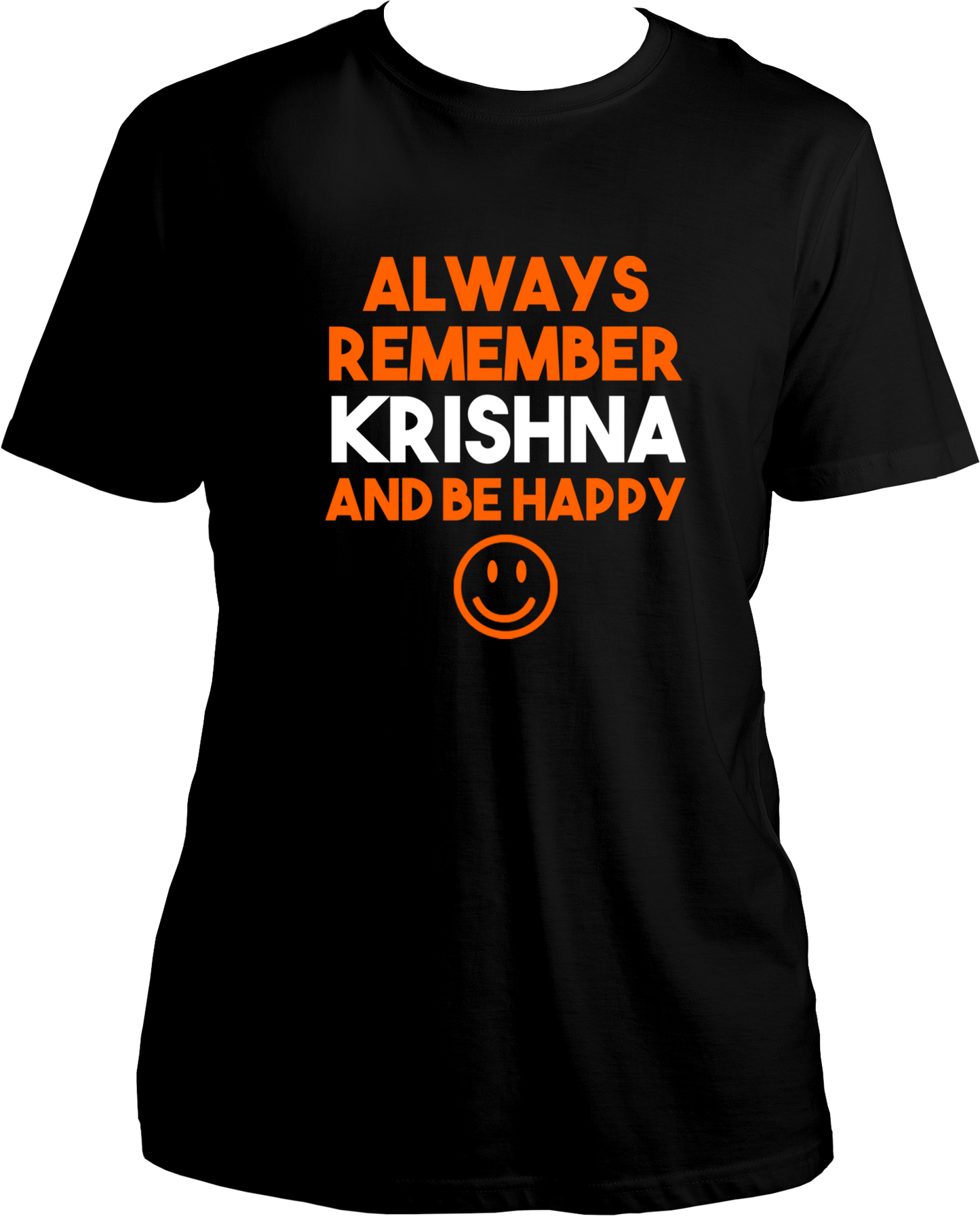 Always remember krishna and be happy. Wear this wonderful and amazing Black t-shirt if you love Krishna. Radhe Radhe!