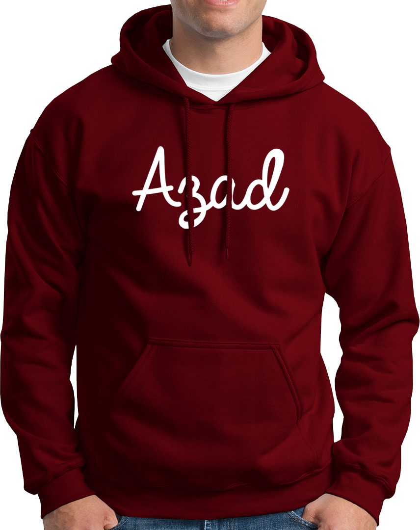 Maroon Azad Unisex Hoodie with Hindi-inspired patriotic typography by Garrari