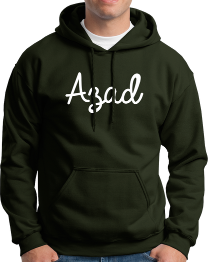Olive Green Azad Unisex Hoodie with white Hindi typography print by Garrari