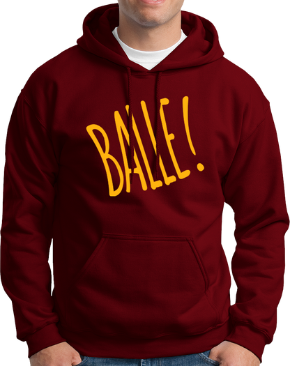 Maroon Balle Punjabi Unisex Hoodie with bold yellow typography print by Garrari