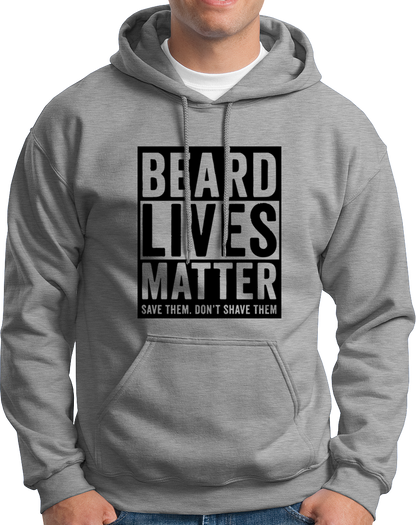 Grey Beard Lives Matter Unisex Hoodie with bold black beard typography by Garrari