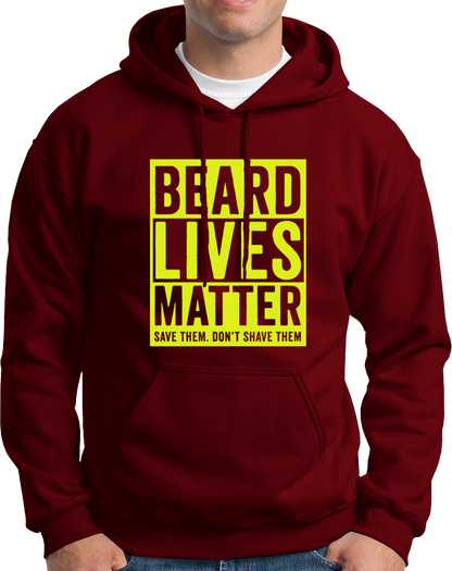 Maroon Beard Lives Matter Unisex Hoodie with bold beard typography print by Garrari
