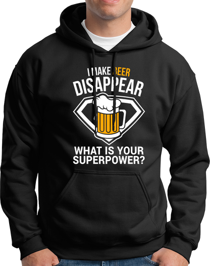 Black Beer Power Unisex Hoodie with beer lover superpower print by Garrari