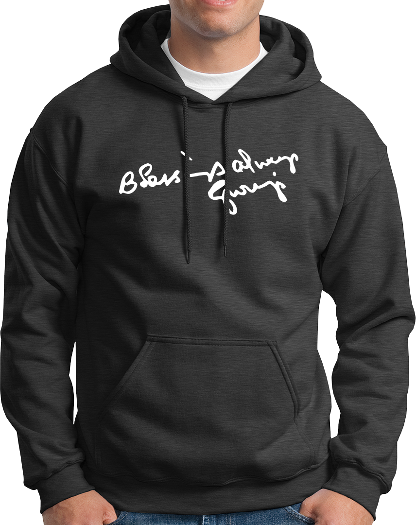 Blessings Always Guruji dark grey hoodie with devotional graphic by Garrari