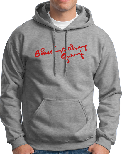 Blessings Always Guruji grey hoodie with devotional graphic by Garrari