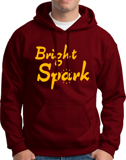 Maroon Bright Spark Unisex Hoodie with cheerful typography artwork by Garrari