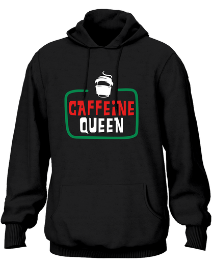 Black Caffeine Queen Unisex Hoodie with Caffeine Queen coffee lover print by Garrari