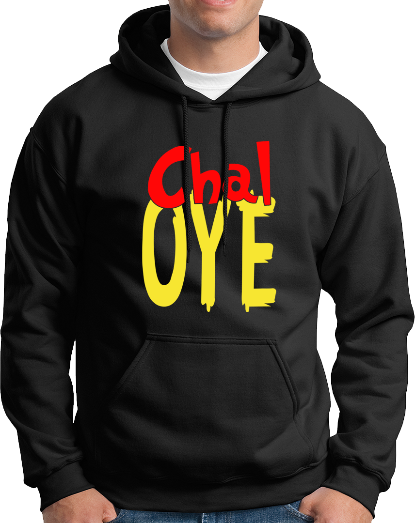 Black Chal Oye Unisex Hoodie with quirky Punjabi phrase print by Garrari