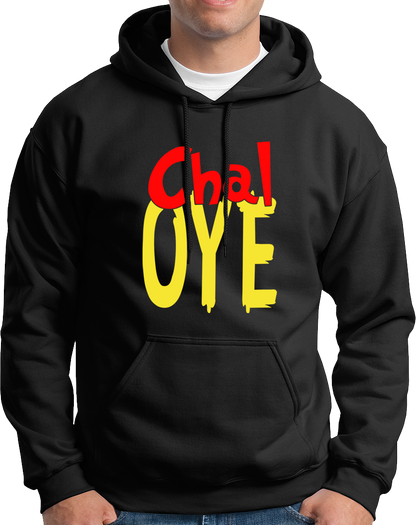 Black Chal Oye Unisex Hoodie with quirky Punjabi phrase print by Garrari