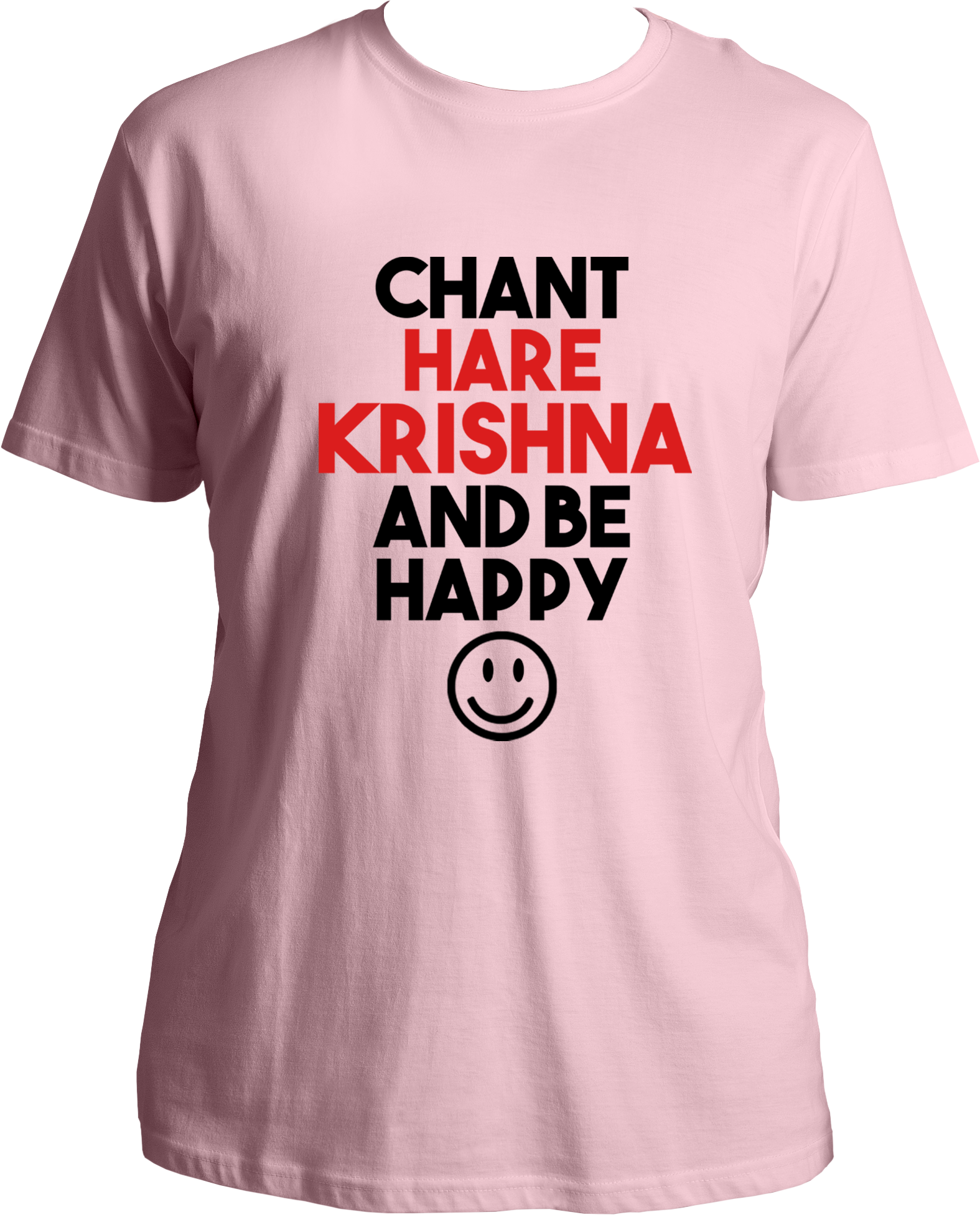 Always remember krishna and be happy. Wear this wonderful and amazing baby pink t-shirt if you love Krishna. Radhe Radhe!
