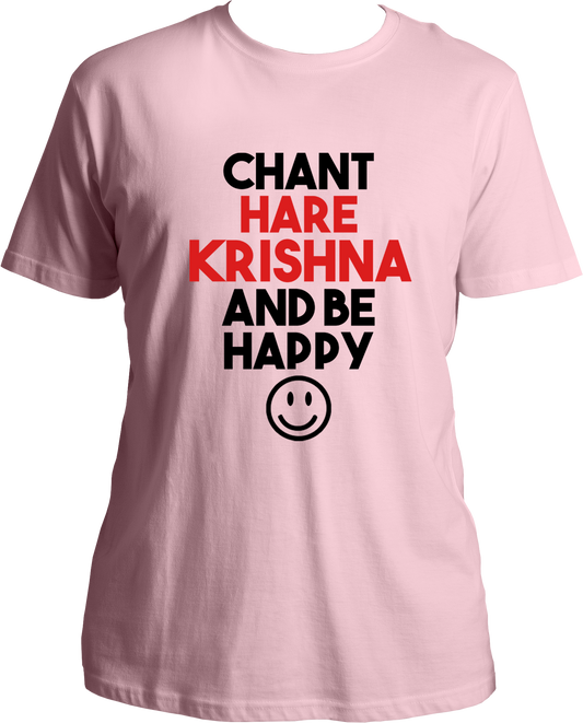 Always remember krishna and be happy. Wear this wonderful and amazing baby pink t-shirt if you love Krishna. Radhe Radhe!