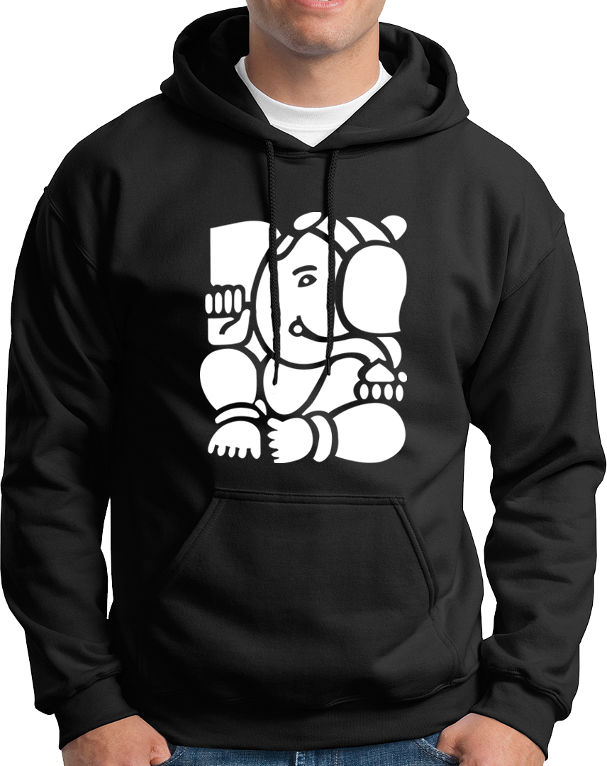 Ganpati black unisex hoodie with Lord Ganesha devotional graphic by Garrari
