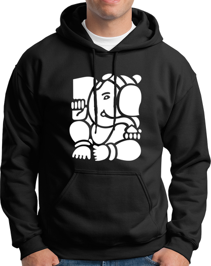 Ganpati black unisex hoodie with Lord Ganesha devotional graphic by Garrari