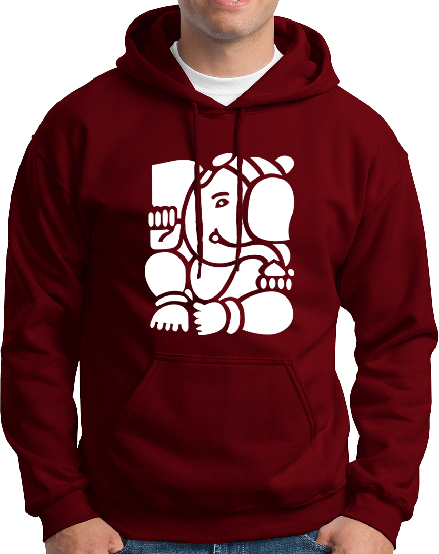 Ganpati maroon unisex hoodie with Lord Ganesha devotional graphic by Garrari