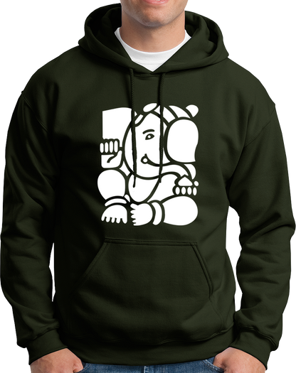 Ganpati olive green unisex hoodie with Lord Ganesha devotional graphic by Garrari