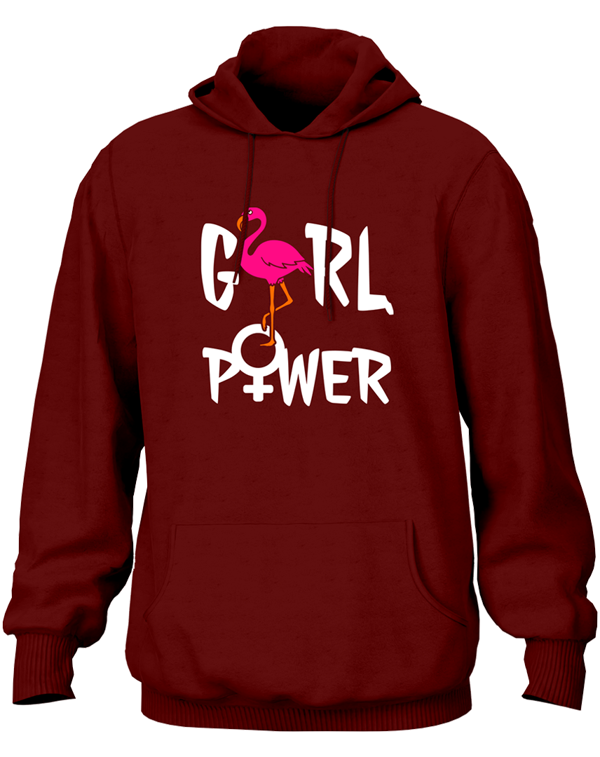 Maroon Girl Power Unisex Hoodie with playful women empowerment print by Garrari