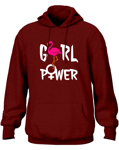 Maroon Girl Power Unisex Hoodie with playful women empowerment print by Garrari