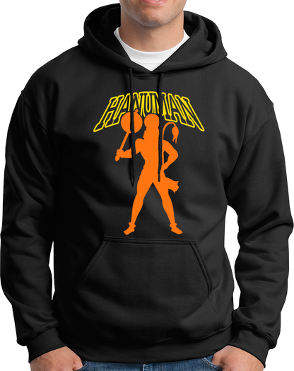 Black Hanuman Ji unisex hoodie with Lord Hanuman devotional print by Garrari