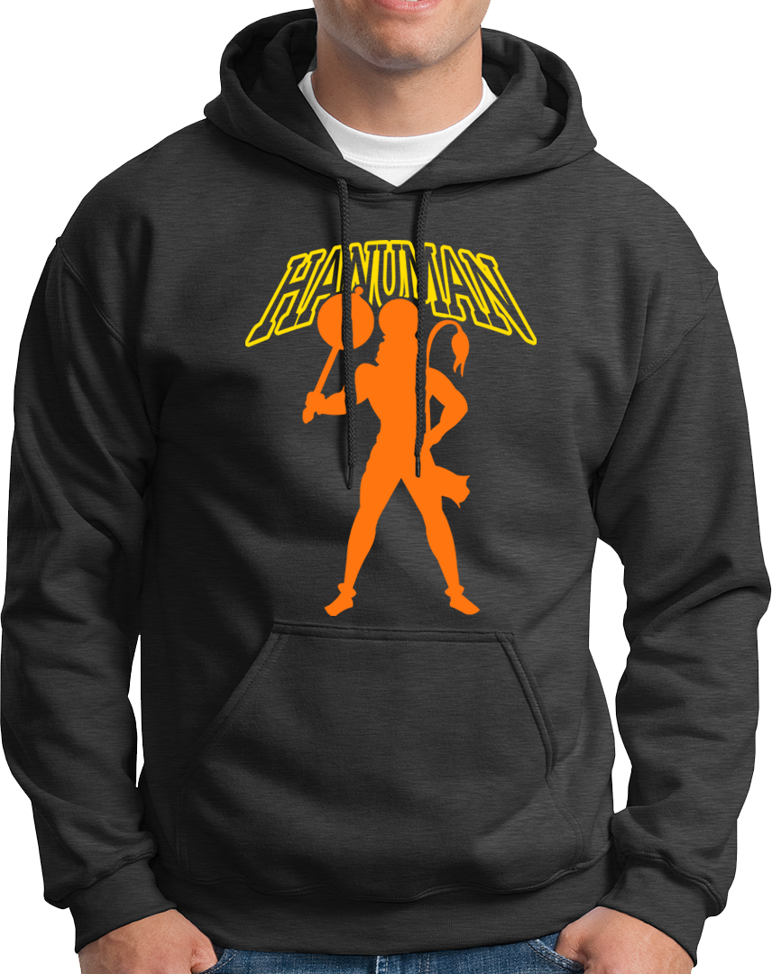 Dark Grey Hanuman Ji unisex hoodie with Hanuman devotional design by Garrari