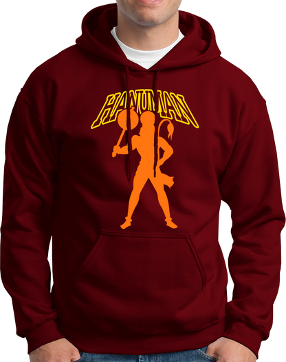 Maroon Hanuman Ji unisex hoodie with Bajrangbali devotional print by Garrari