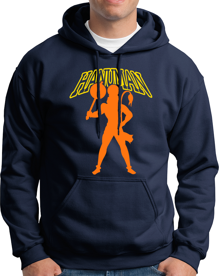 Navy Blue Hanuman Ji unisex hoodie with Bajrangbali print by Garrari