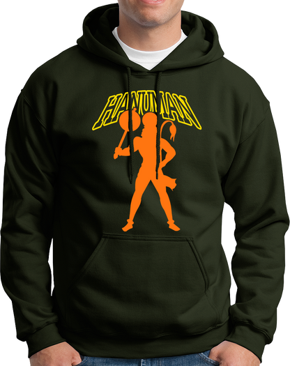 Olive Green Hanuman Ji unisex hoodie with Lord Hanuman print by Garrari