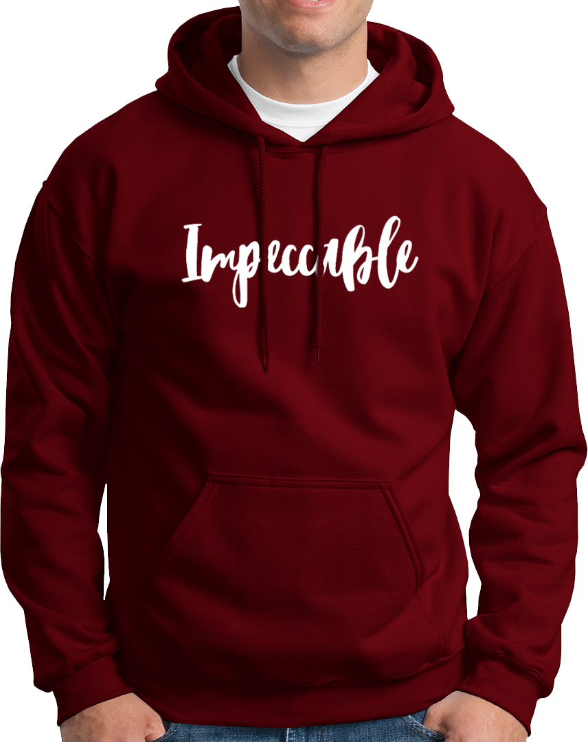 Maroon Impeccable Unisex Hoodie with clean streetwear typography by Garrari