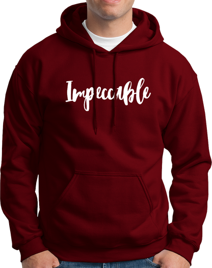 Maroon Impeccable Unisex Hoodie with clean streetwear typography by Garrari
