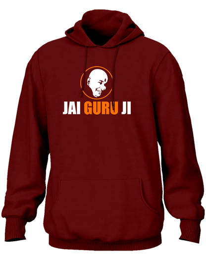 Maroon Jai Guru Ji unisex hoodie with Jai Guru Ji typography print by Garrari