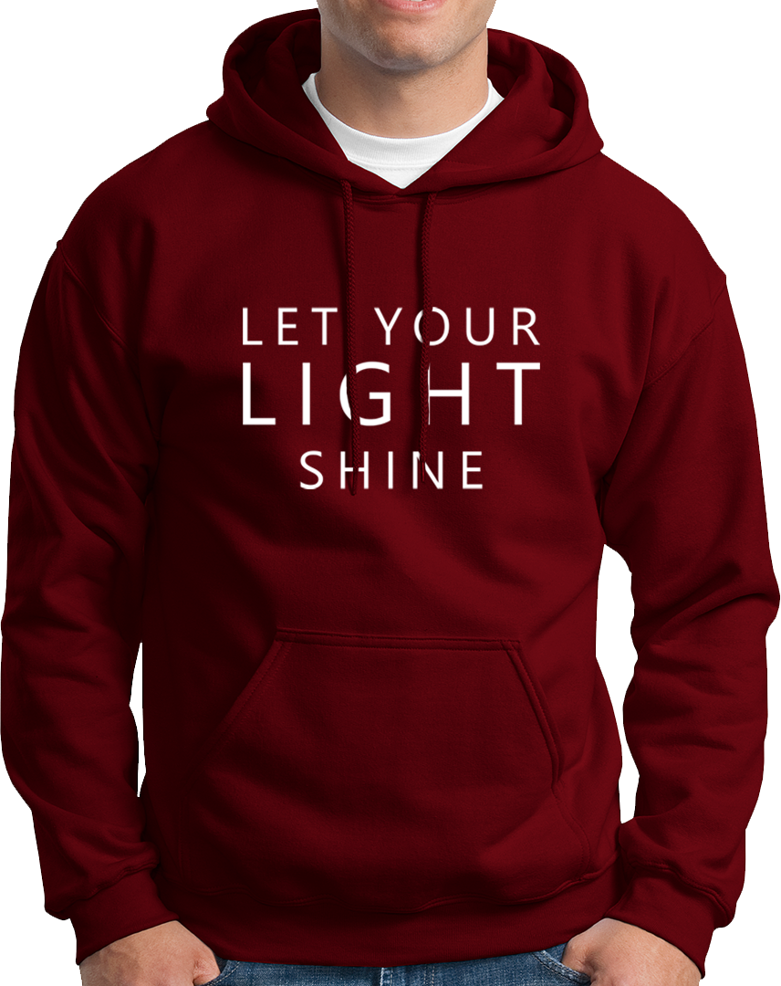 Maroon Let Your Light Shine Unisex Hoodie with clean quote typography by Garrari
