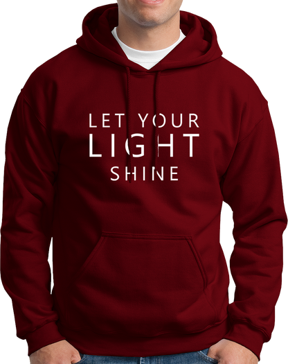 Maroon Let Your Light Shine Unisex Hoodie with clean quote typography by Garrari