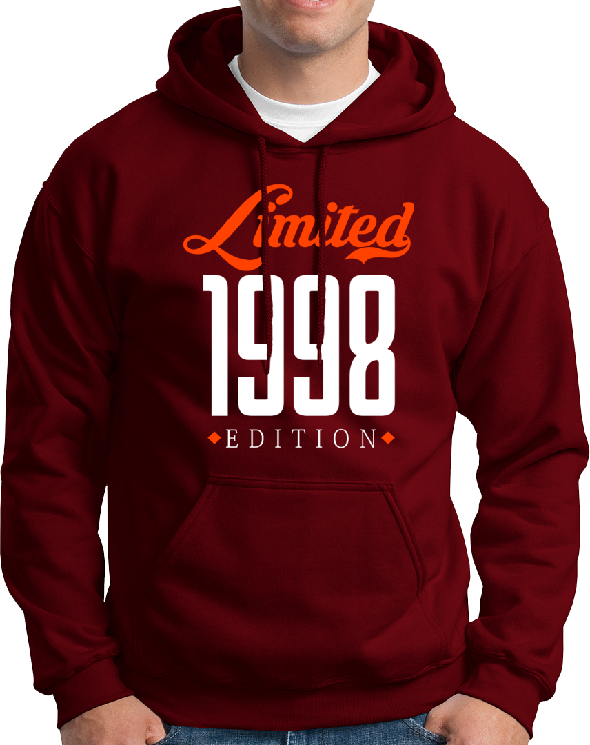 Maroon Limited 1998 Edition Unisex Hoodie with vintage-style 1998 print by Garrari
