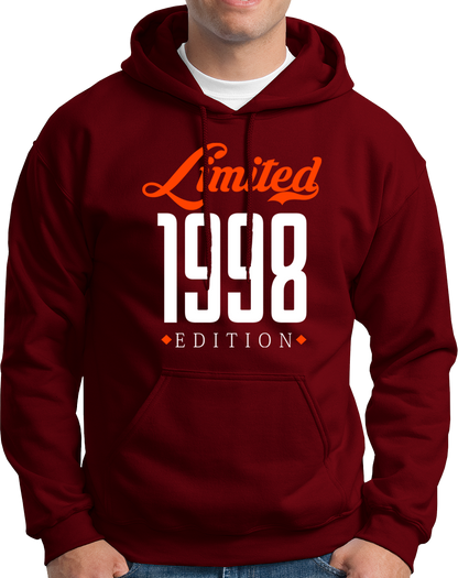 Maroon Limited 1998 Edition Unisex Hoodie with vintage-style 1998 print by Garrari