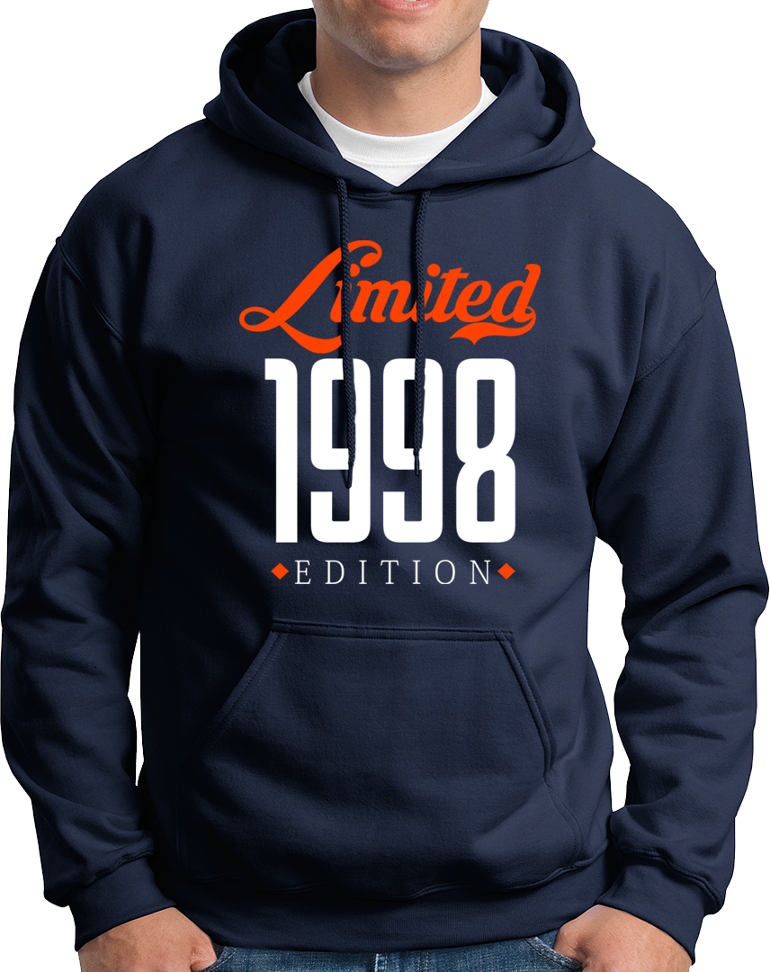Navy Blue Limited 1998 Edition Unisex Hoodie with Limited 1998 Edition design by Garrari