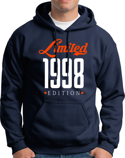 Navy Blue Limited 1998 Edition Unisex Hoodie with Limited 1998 Edition design by Garrari