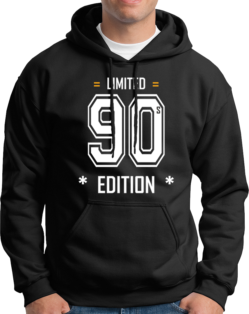 Black Limited 90s Edition Unisex Hoodie with nostalgic 90s typography by Garrari