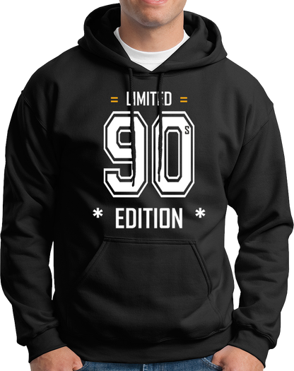 Black Limited 90s Edition Unisex Hoodie with nostalgic 90s typography by Garrari