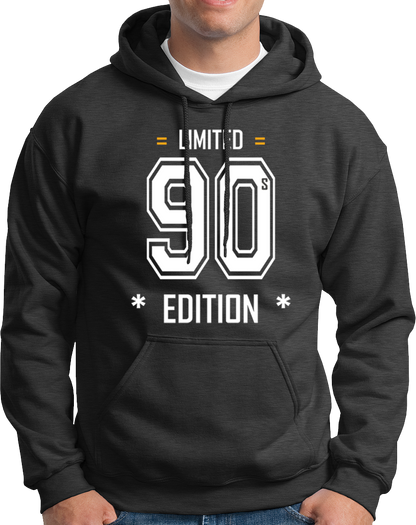 Dark Grey Limited 90s Edition Unisex Hoodie with bold 90s birthday gift print by Garrari